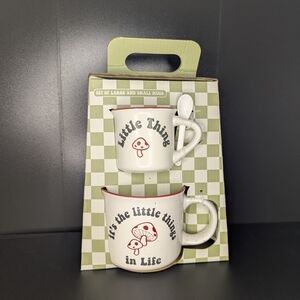 Set of Large and Small Mugs with Spoon